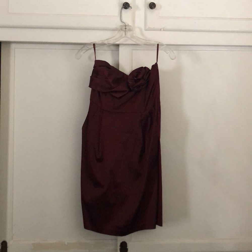 Burgundy strapless dress